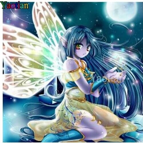 Anime Gir Diamond Painting Butterfly Fairy 5D DIY Mystery Box, Different Styles,Mosaic,Picture Of Rhinestones,Cross Stitch Gift