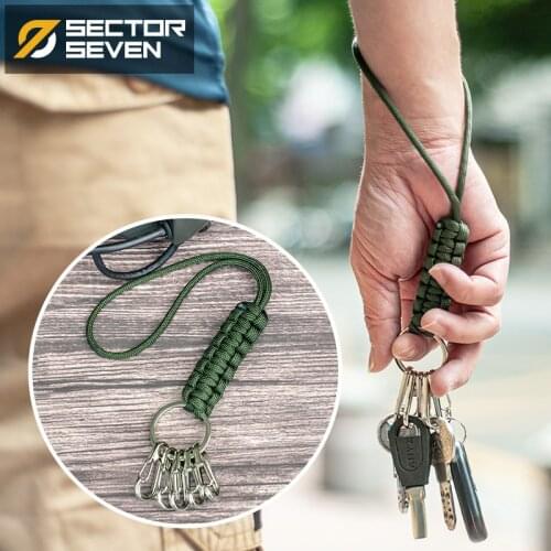 Multifunctional Hand Rope Key Chain Tactical Outdoor Camping Emergency Survival Rope Key Storage Hanging Buckle Ring