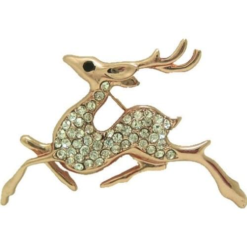 OneckOha Fashion Rhinestone Deer Brooch Pin Garment Accessories Christmas Gift