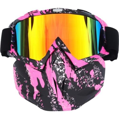 Men Women Skiing Snowboard Mask Snowmobile Skiing Goggles Windproof Motocross Protective Glasses Safety Goggle with Mouth Filter