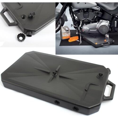 Motorcycle Black ABS Low Profile Oil Drain Pan w/ Spout For Harley Electra Glide Standard FLHT Street 750 XG750 1984-2020