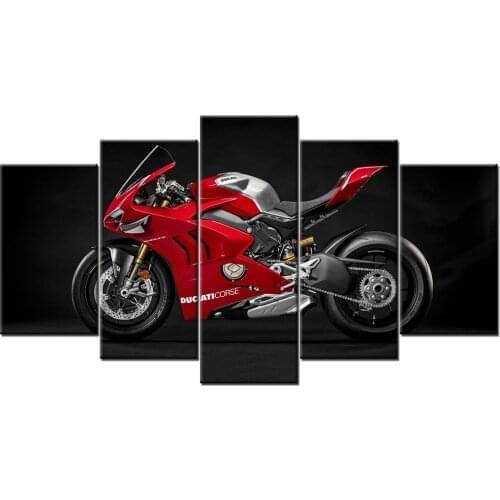 Ducati Panigale V4 R Race Motorcycle Canvas Painting 5 Pieces Wall Art HD Prints Modular Pictures Home Bedside Decor Poster