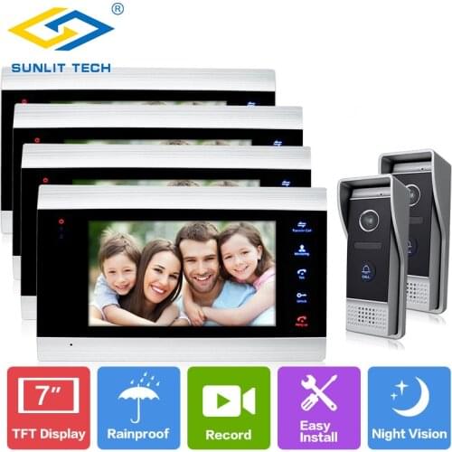 7" Wired Video Door Phone Visual Indoor Monitors Video Intercom Access System Waterproof Outdoor bell door with Camera Monitor