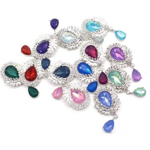 10 Pieces/Batch of 53*27MM For Needlework Rhinestone Pendant Buttons, For Clothing Wedding Decoration Diy Hair Manual Accessorie