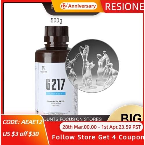Resione G217-0.5kg Dental Not Yellowing Clear UV Resin Liquid For LCD SLA DLP Elegoo Phrozen Anycubic Resin 3d Printer Resin