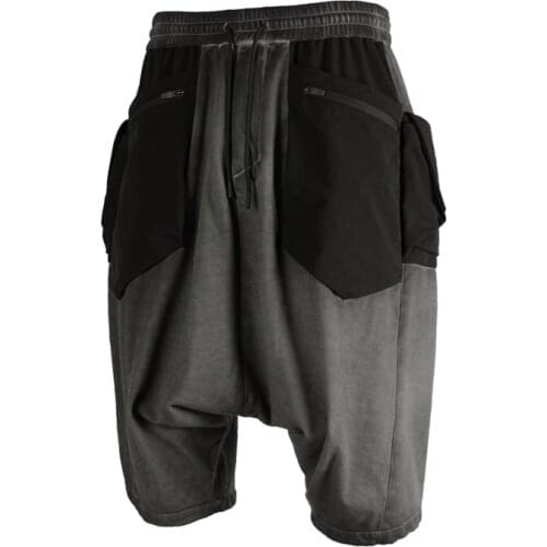 Men Adult Shorts Grey Shorts Multiple Pockets Drawstring Ykk Zippers Techwear Streetwear Japanese Style