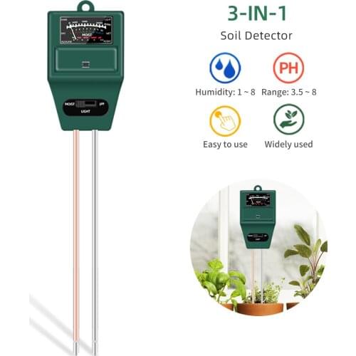 10pcs/lot 3 in 1 soil PH water moisture meter Sunlight Light Test Meter for garden plants Flowers Moist measure instrument 20