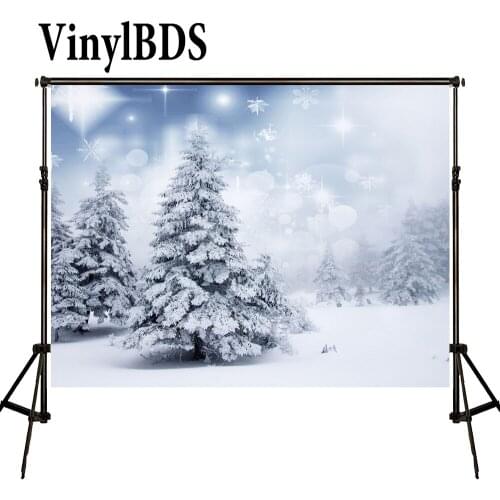 VinylBDS Photo Background White Winter Backdrop Snowflakes Background Snow Scenery Forest Background for Kids Photo Shoot Studio