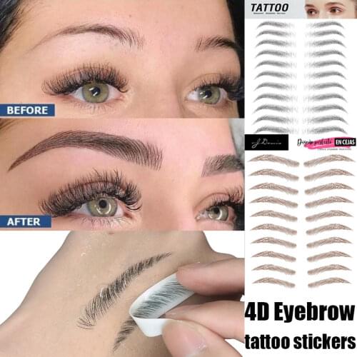 4D Eyebrow Tattoo Sticker Hair-like Eyebrows Waterproof Water Transfer Stickers Makeup Long Lasting False Eyebrow Patch Stickers