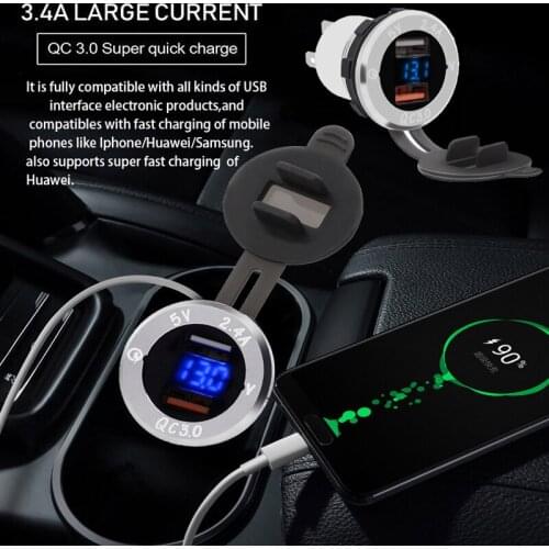 High Quality QC3.0 Dual 2 USB Port Motorcycle Charger Socket for Mobile Cell Phone Dual USB Charger 2 Port Power Socket dfdf