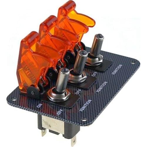 High quality yellow DC12V-20A LED indicator switch combination switch Carbon Fiber Surface Pane