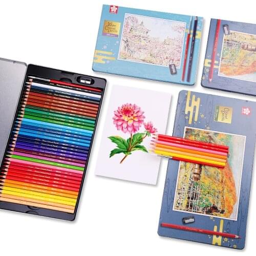 Japan Sakura Water Soluble Color Pencil 24/36/48 Color Set Student Professional Design Hand-painted Color Pen