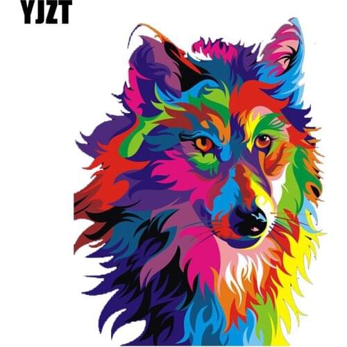 YJZT 10.2CM*13.3CM Color Simple Wolf Head PVC Motorcycle Car Sticker 11-00481