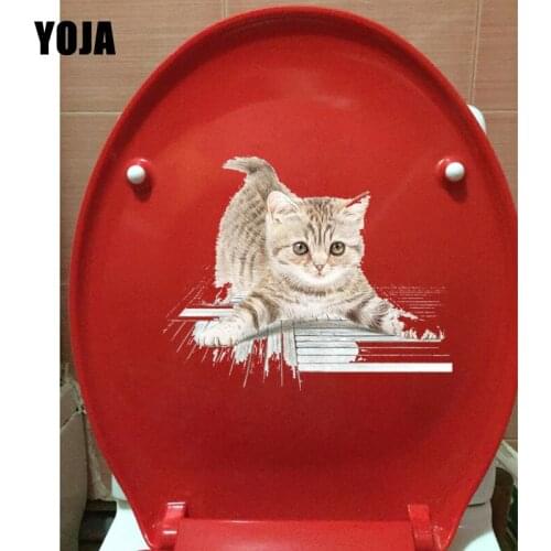 YOJA 22.5*18.3CM Creeping Cat Fashion Kids Bedroom Wall Decor Decals Animal Toilet Sticker T1-0093