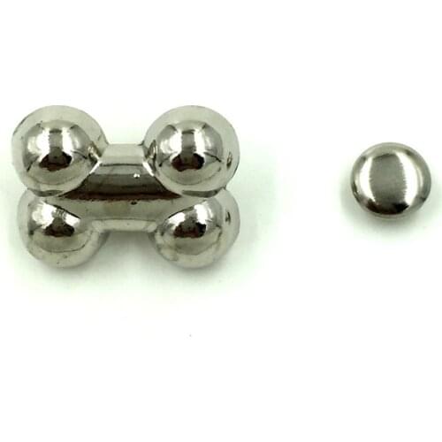 50 Sets Punk Bone Os Spike Rivets Studs Spots Silver Tone Bags Crafts Clothes Shoes Findings 19x14mm