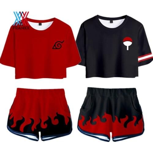 Anime Shirt Shouts Suits Cosplay Costume Women 's Sets Akatsuki T shirt Tees Sport Short Top Outfit Girls Clothing