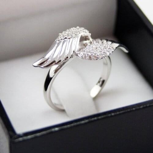 Luxury Elegance Angel Wings Ring Micro Pave Crystal Rings For Women Wedding Fashion Party Jewelry Rings Female Gifts Wholesale