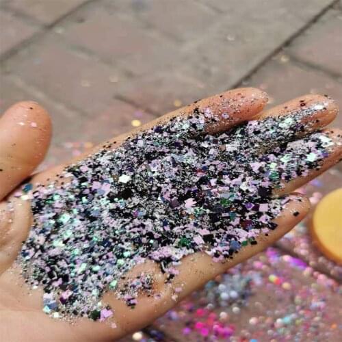 1Bag (50g) 1/2/3mm/0.2mm Nail Glitter Square Shapes Sequins Mixed Holographic Nail Flakes Powder Colorful Sparkly Manicure Dust