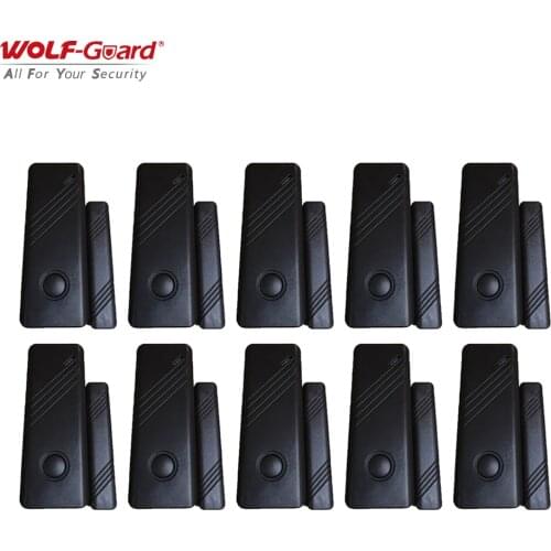 10Pcs Wolf-Guard 433MHz Wireless Door Window Sensor Detector for Home Security WiFi GSM Entry Burglar Alarm System Dark Brown