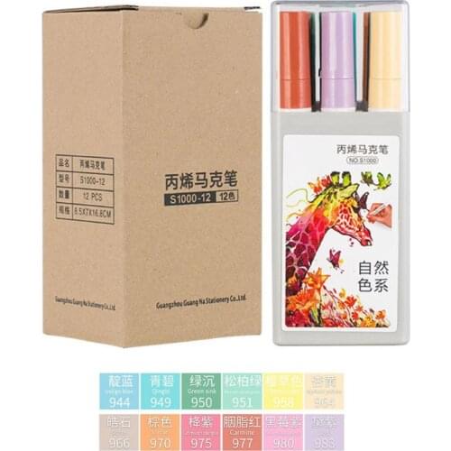 12 Colors Acrylic Paint Art Marker Pen for DIY Graffiti Glass Ceramic Art Painting Drawing Stationery