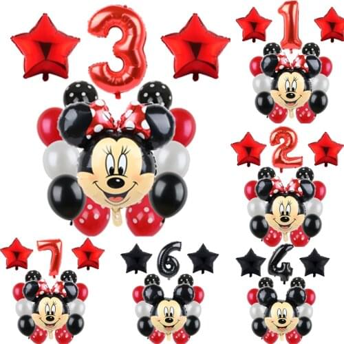14pc Disney Mikcey Minnie Mouse Party Balloons Birthday Decorations Baby Shower Decor Kids Party Balloon Air Globos wedding
