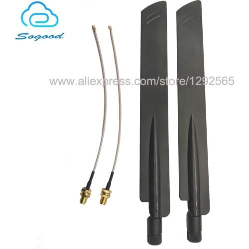 2pcs/set 4G High Gain 38DBI LTE External Antenna with IPEX/MHF4 to RP-SMA Extension Cord for Telit LM940 LM960 Quectel EM20 etc
