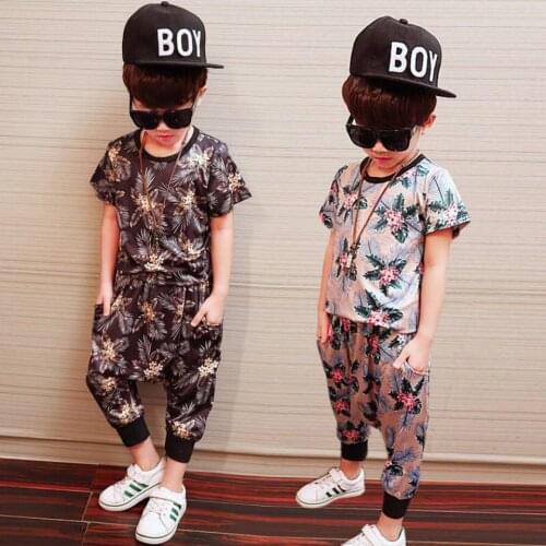 Cool Style For Teens Boy 4-13 Years Kids Boys Clothing Sets Summer Short Sleeve T-Shirt+Pant 2Pcs/set Children Clothes Suits
