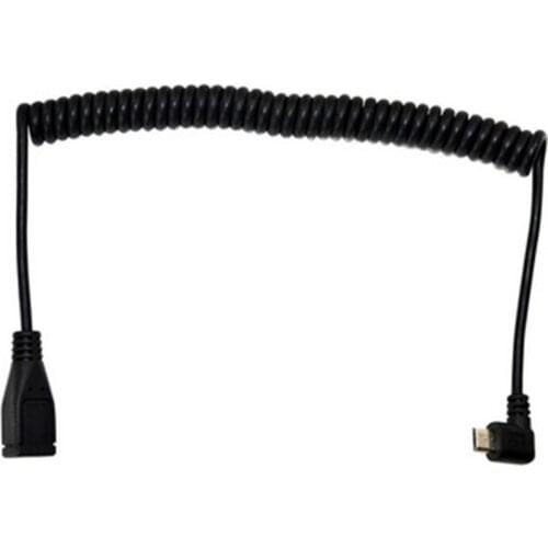 5Ft Spiral Coiled Micro USB B 5 Pin 5P left angle Male to Female extension Cable