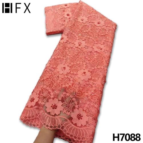 HFX Purple African Net Lace French Lace Fabric 2020 Latest Sequin Lace Fabric High Quality For Nigeria Wedding Party Dress F4150