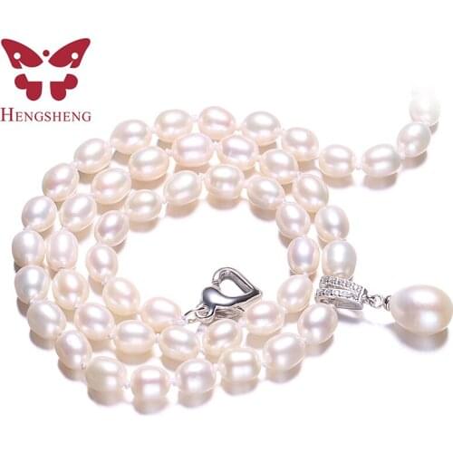 Promotion 100% Real Freshwater Pearl Necklace Elegant Pearl Jewelry For Women 6-7mm Pearl White/Pink/Purple color