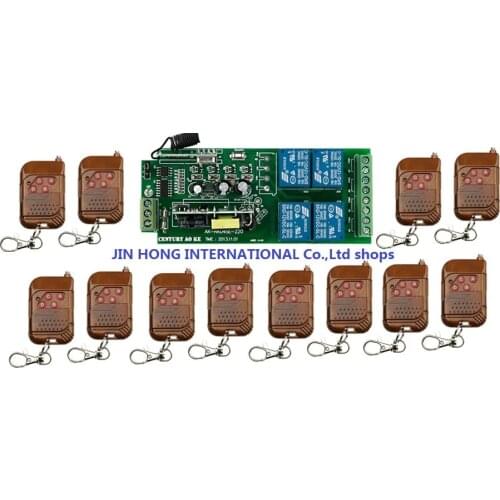 85V~260V 4CH 13pcs/lot RF Wireless Remote Control Relay Switch Security System Garage Door Gate Electric Doors & Mahogany color