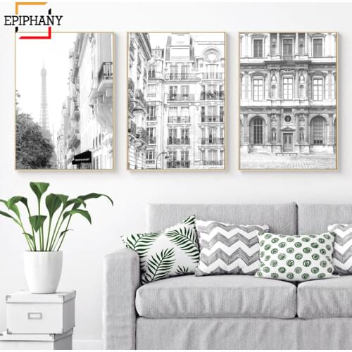Black and White Prints Paris Wall Art Architectural Photography Modern Canvas Painting Wall Pictures for Living Room Decor