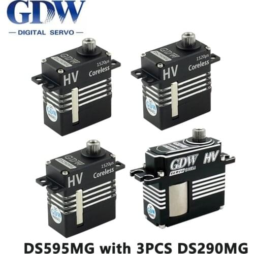 GDW Digital Metal Servo DS595MG with 3PCS DS290MG Servo HV Medium Helicopter Parts for 450 450L X3 380 420