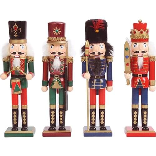 Wooden Nutcracker Soldier Figurines Ornaments 30CM Nutcracker Puppet Desktop Crafts Gifts Christmas Decorations