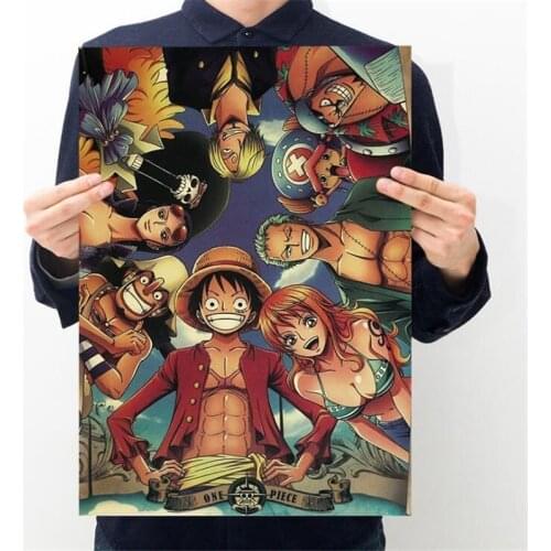 Home Decor Vintage Anime Poster Luffy Posters Decorative Painting Stickers Wall Decor Kraft Paper Wall Sticker
