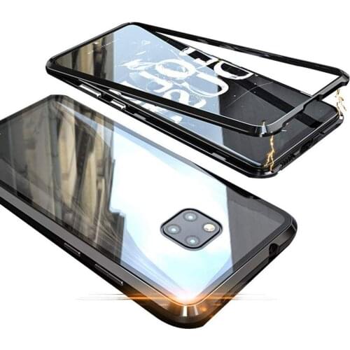 Dual Side Tempered Glass Metal Frame Flip Cover Phone Cases Magnetic Adsorption Case For Huawei Mate 20 Phone Covers