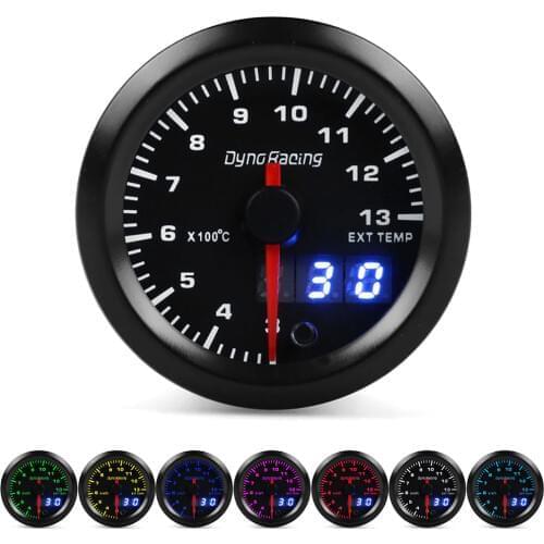 Dynoracing Dual Display 52MM 7 Colors Exhaust Gas Temp Gauge 300-1300 Celsius EGT EXT Gauge with stepper motor