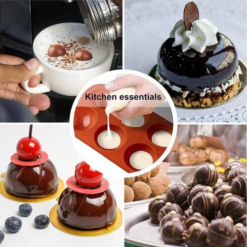 8 Holes Chocolate Sphere Mold Half Ball Mold Hemisphere Shape Silicone Chocolate Cake Mousse Dessert Baking Pastry Bakeware