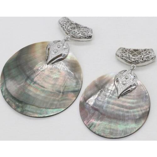 Hot Sale Polished Mother-of-pearl Shell Pendants Silver Color Charms for Jewelry Making Retro Necklace Earrings Crafts