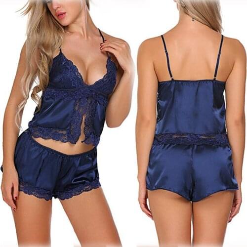 Hot Sexy Lace Sling Split Home Service Womens Sleepwear Europe And The United States New Sexy Suit Wholesale Black Blue Green