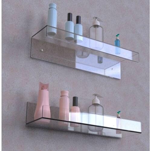 Hot 2 Pcs Clear Acrylic Home Office Book Storage Rack Wall Floating Ledge Shelf Bookshelf Bathroom Storage Shelves Display