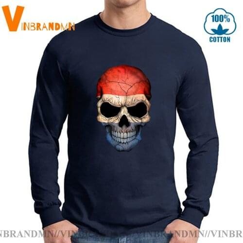 Holland Skeleton Tee shirt camisetas Dutch Flag Sugar Skull with Roses T shirts men Vintage Retro Netherlands Flag Skull T-shirt