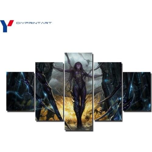 StarCraft 2 Heart of The Swarm Game Poster 5 Panels Art Painting Living Room Decoration A0096