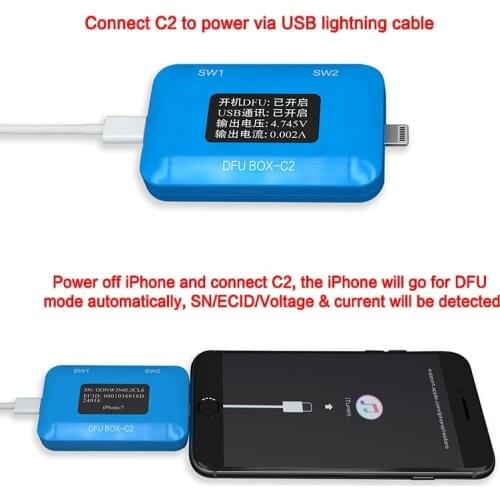 JC DFU BOX C2 Replace Engineering DCSD Cable Enter DFU for IPhone Motherboard SN ECID MODEL Information Read Quick Recovery Mode
