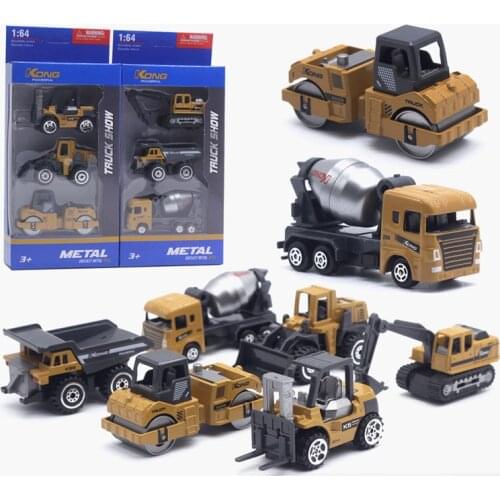 3pcs/set 1: 64 Alloy Engineering Vehicle Excavator Forklift Model Cars Set Collections Gift For Children Kids
