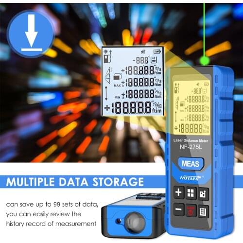 NF-275L Laser Distance Meter Green Laser Laser Tape Measure Beam Rechargeable Laser Range Finder Electric Measuring Instrument