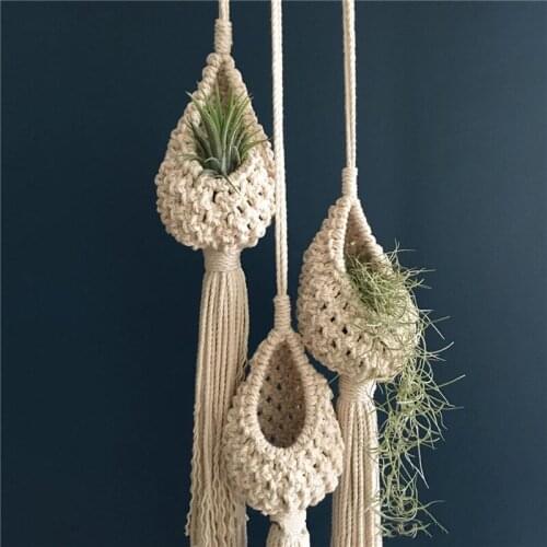 Fashion 2021 New Handmade Hanging Baskets Bohemian Style Decoration Woven Display Flower Storage Home Wall Decor
