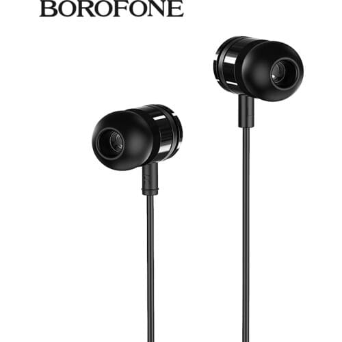 Borofone Earphones in Ears Universal Sports Wired Headset Travel Microphone for iPhone/Android Ergonomic Phones 3.5mm Earbuds