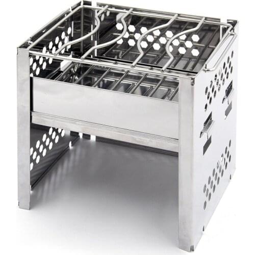 Stainless Steel BBQ Grill Stove Outdoor Folding Portable Japanese Korean Barbecue Stoves for Camping Hiking Cooking Tool