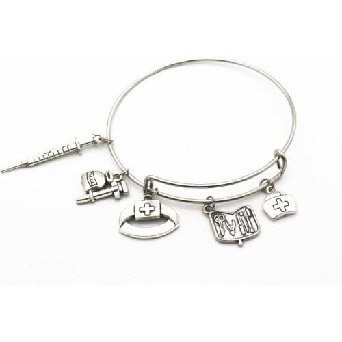 Newest 1pcs/lot medical products injection syringe Bracelets replaceable Bracelet adjust Bangles charms Jewelry